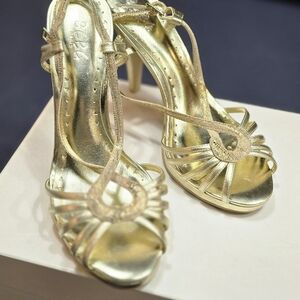 BCBG Paris Radiant Gold Strappy Heels